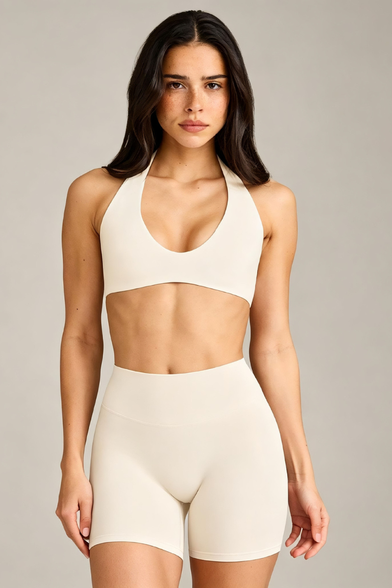Women's Halter Backless Bra and High Waist Shorts Yoga Sets