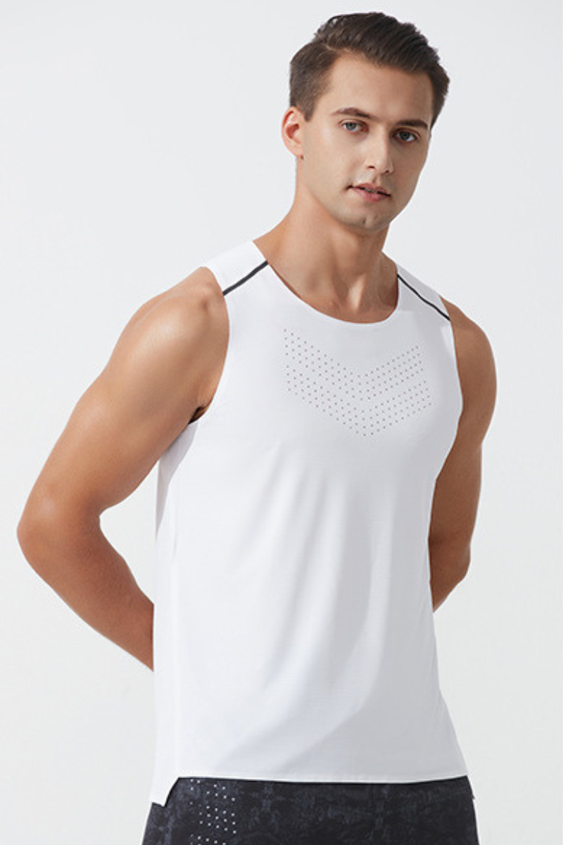 Men's Laser Perforated Lightweight Racerback Racing Tank Top