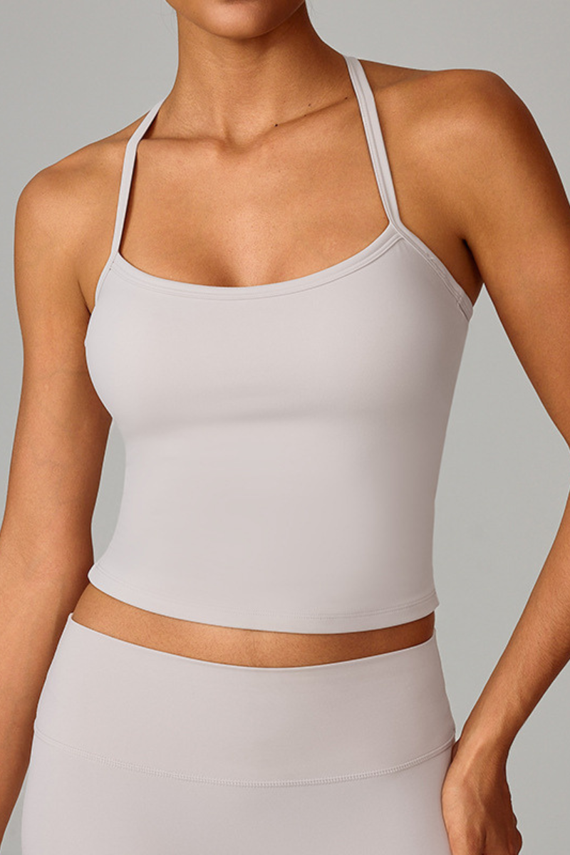 Women's Athletic Solid Thin Strap Cropped Tank Top