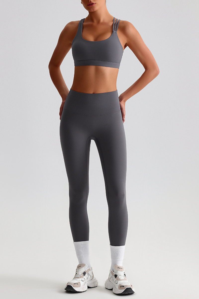 Women's Brushed Cross Back Bra & High Rise Yoga Leggings Set