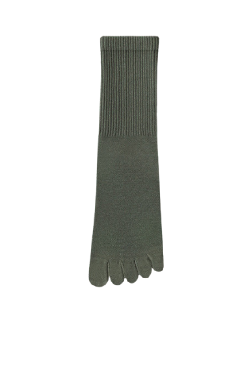 Men's Solid Color Toe Separator Cotton Crew Socks