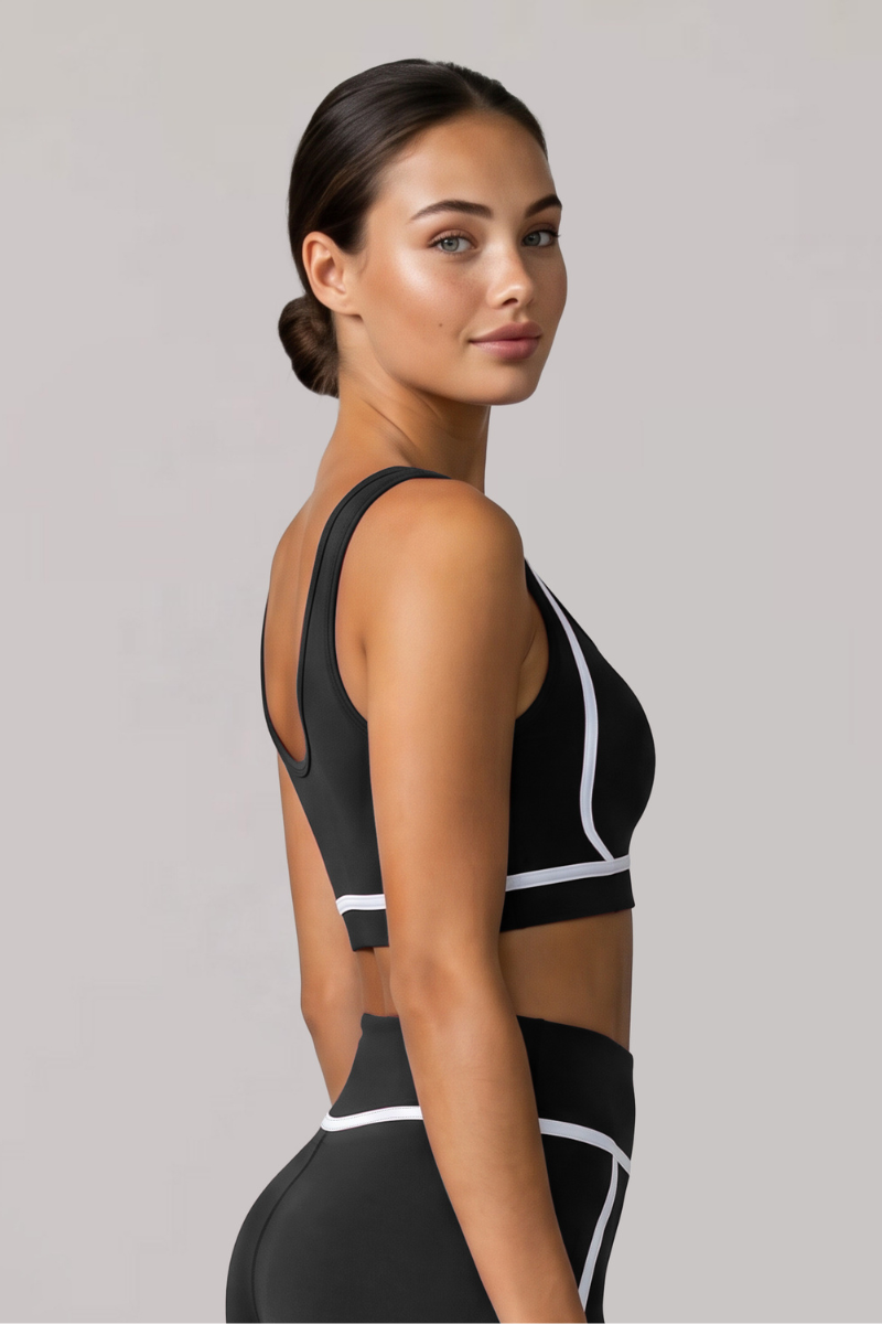 Women's Contrast-Line Wide Strap Shaping Sports Bra