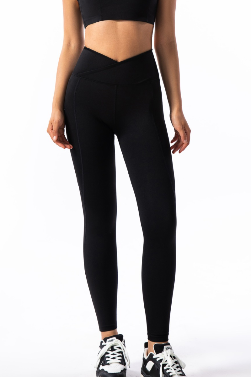Women's Cross V Waist Bare Feel Butt Lifting Yoga Leggings