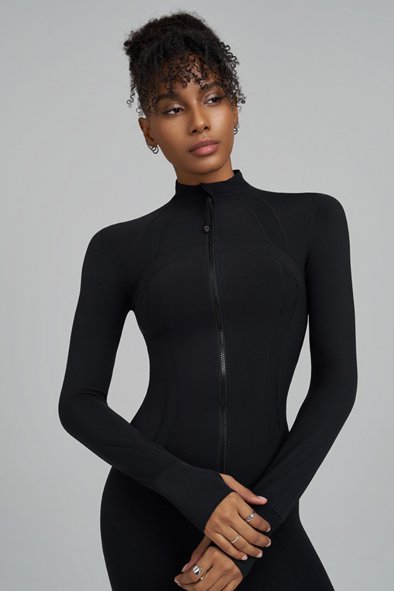 Collar-style jacket with zipper closure