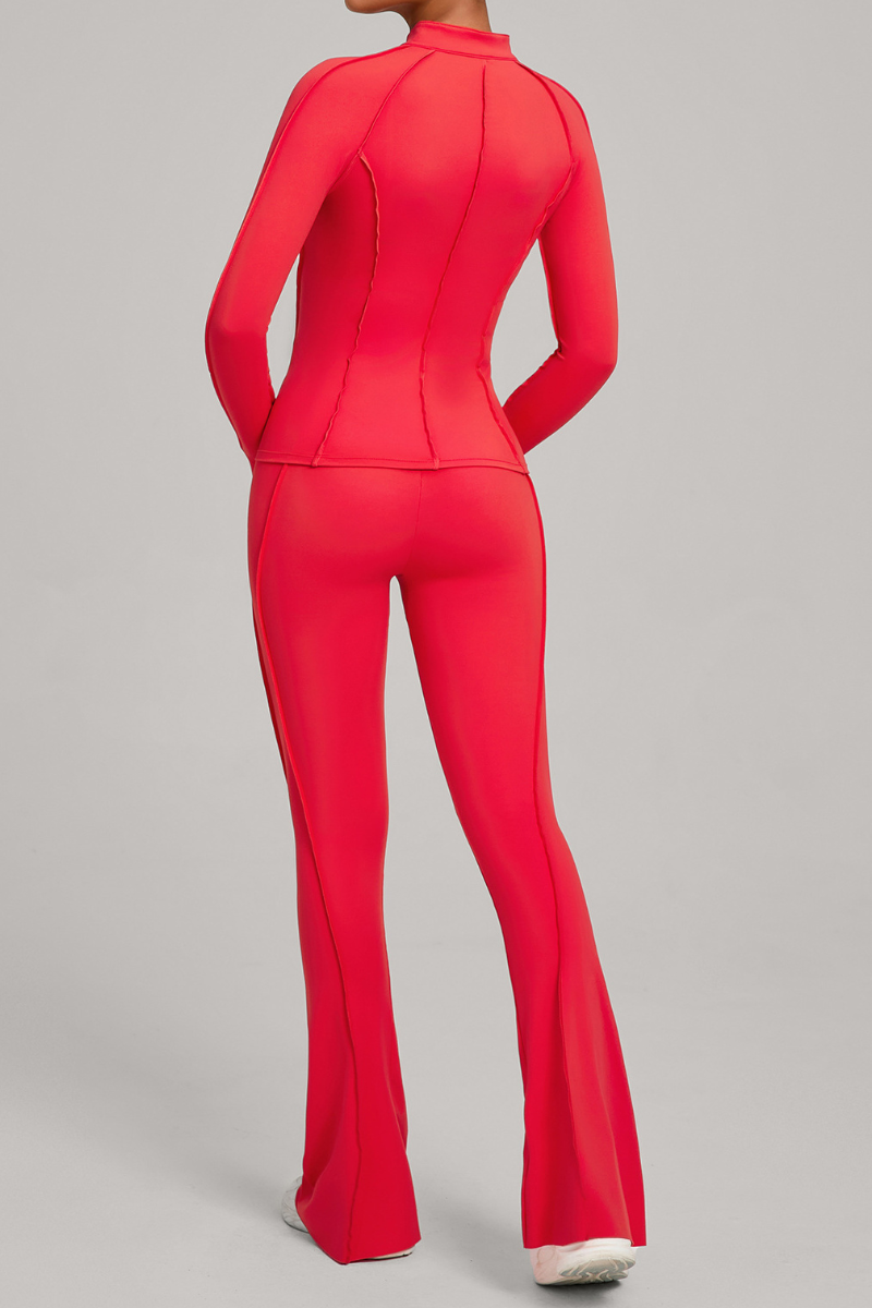 Versatile zipper-fastened matte-finish yoga three-piece set