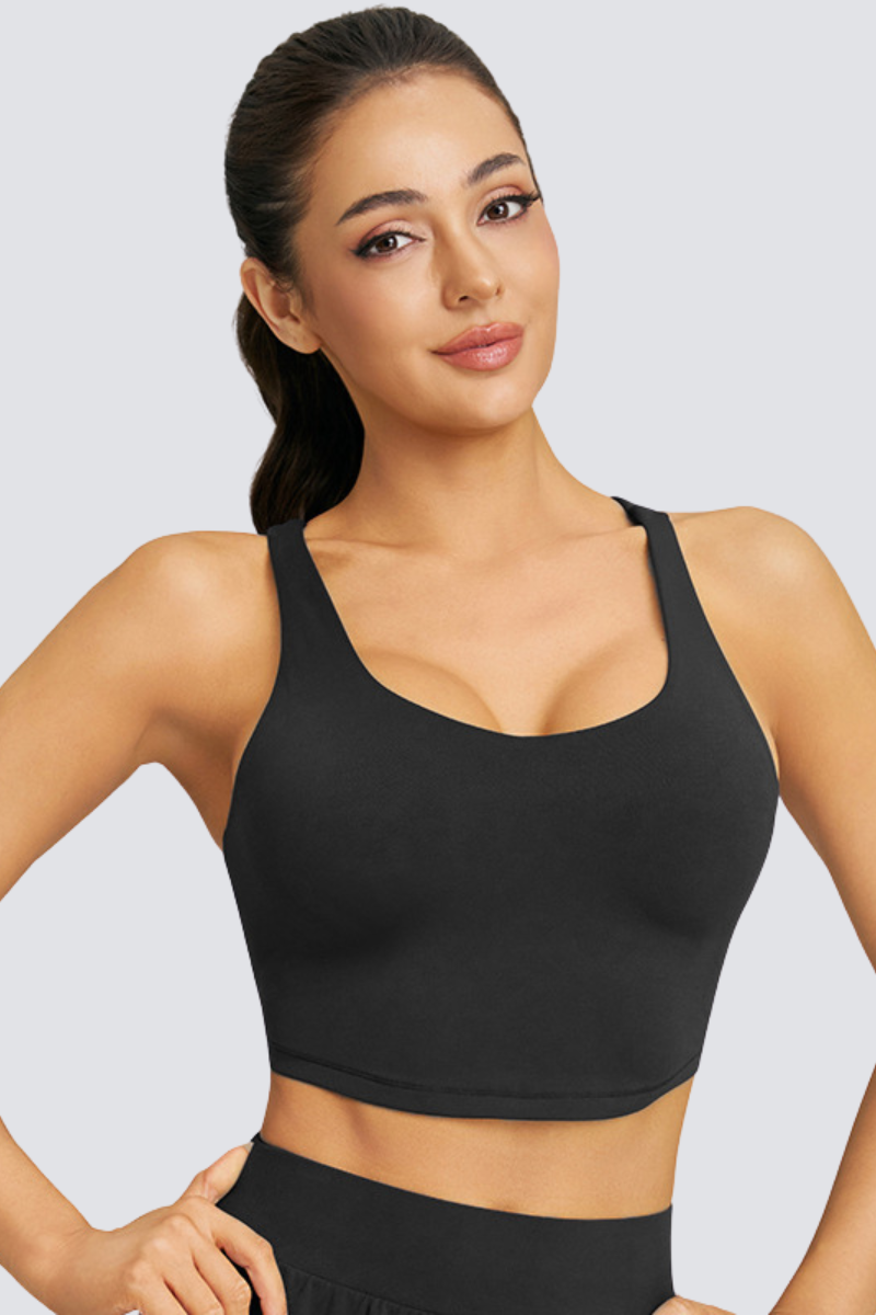 Women's Athletic V-Back Slim Fit Solid Yoga Bra