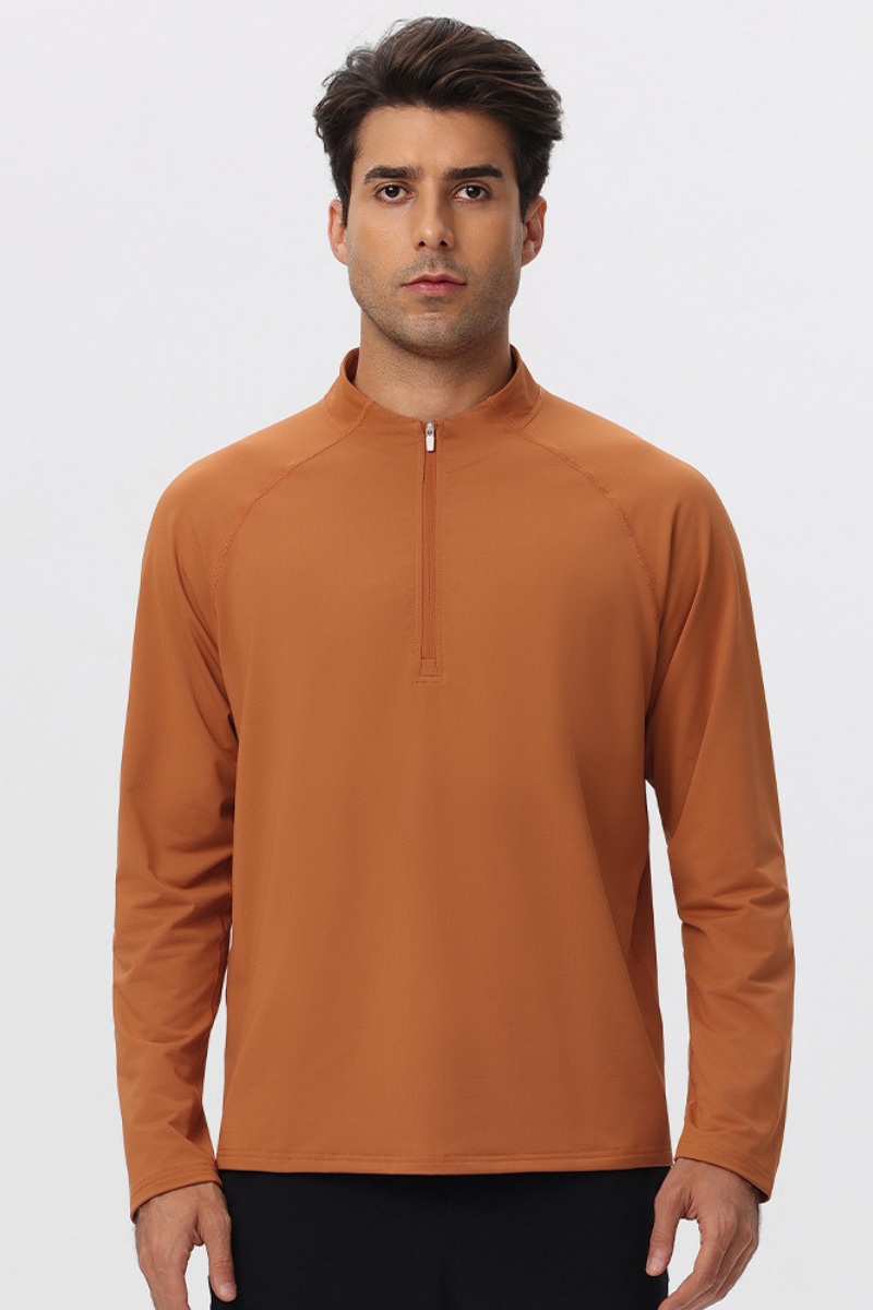 Men's Half Zip Raglan Quick Dry Athletic Long Sleeve T-Shirt