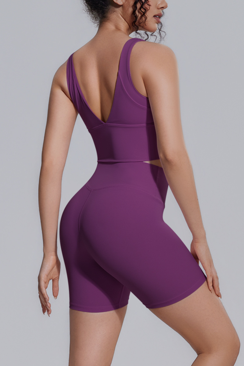Women's Athletic Sets:V-back Wide Straps Bra And Shorts