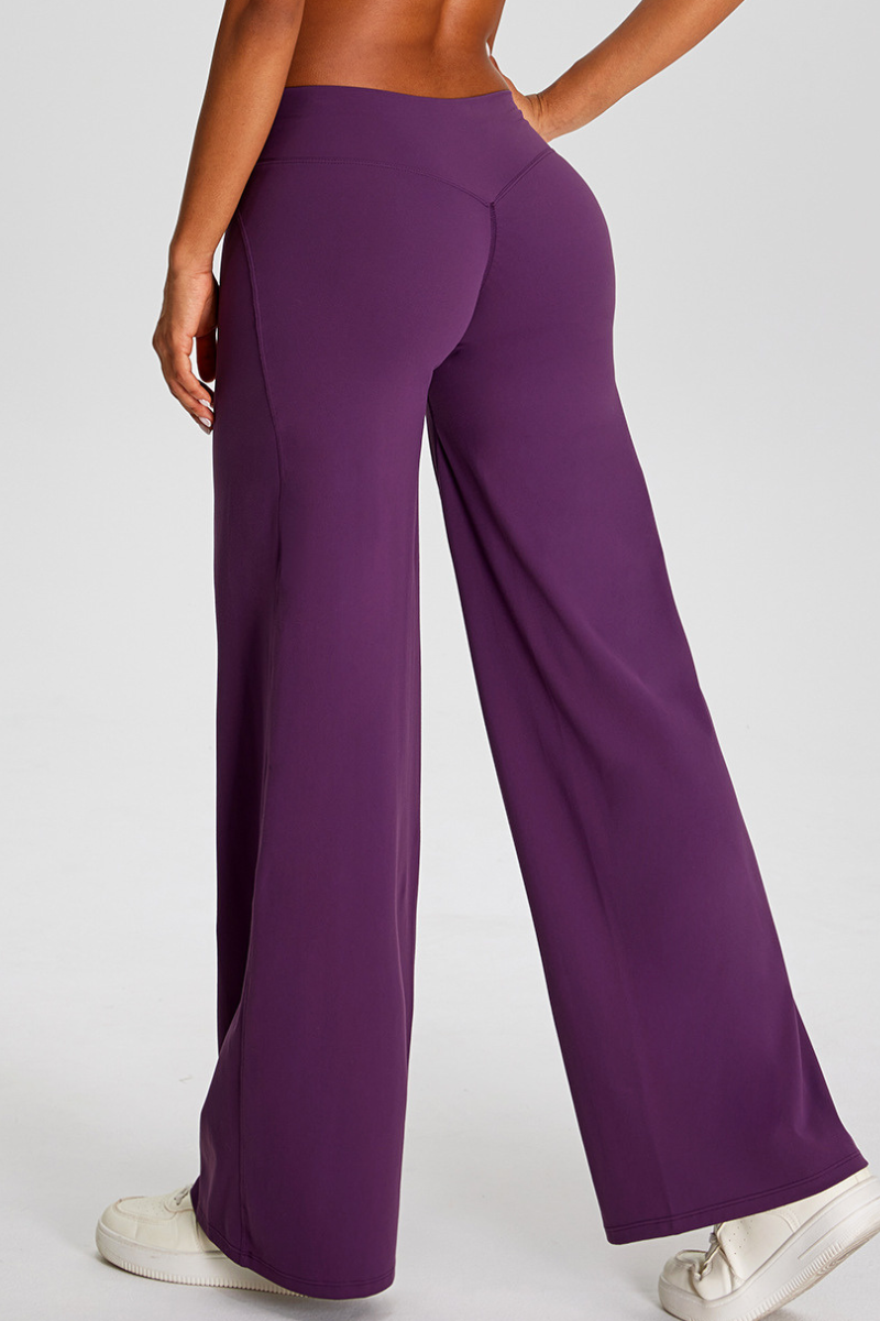 Women's Athletic Flowy Solid Wide Leg Yoga Pants