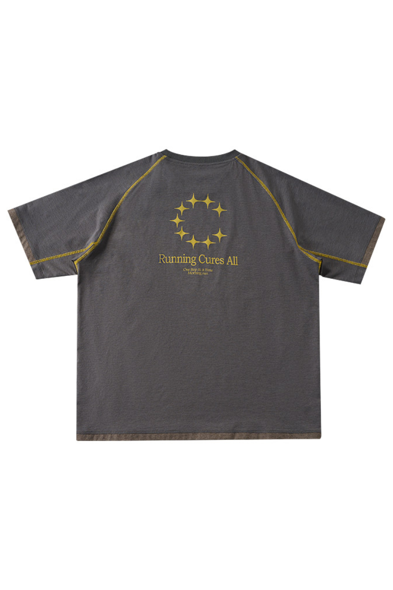 Men's Raglan Contrast Stitch Panel Quick Dry Outdoor Top