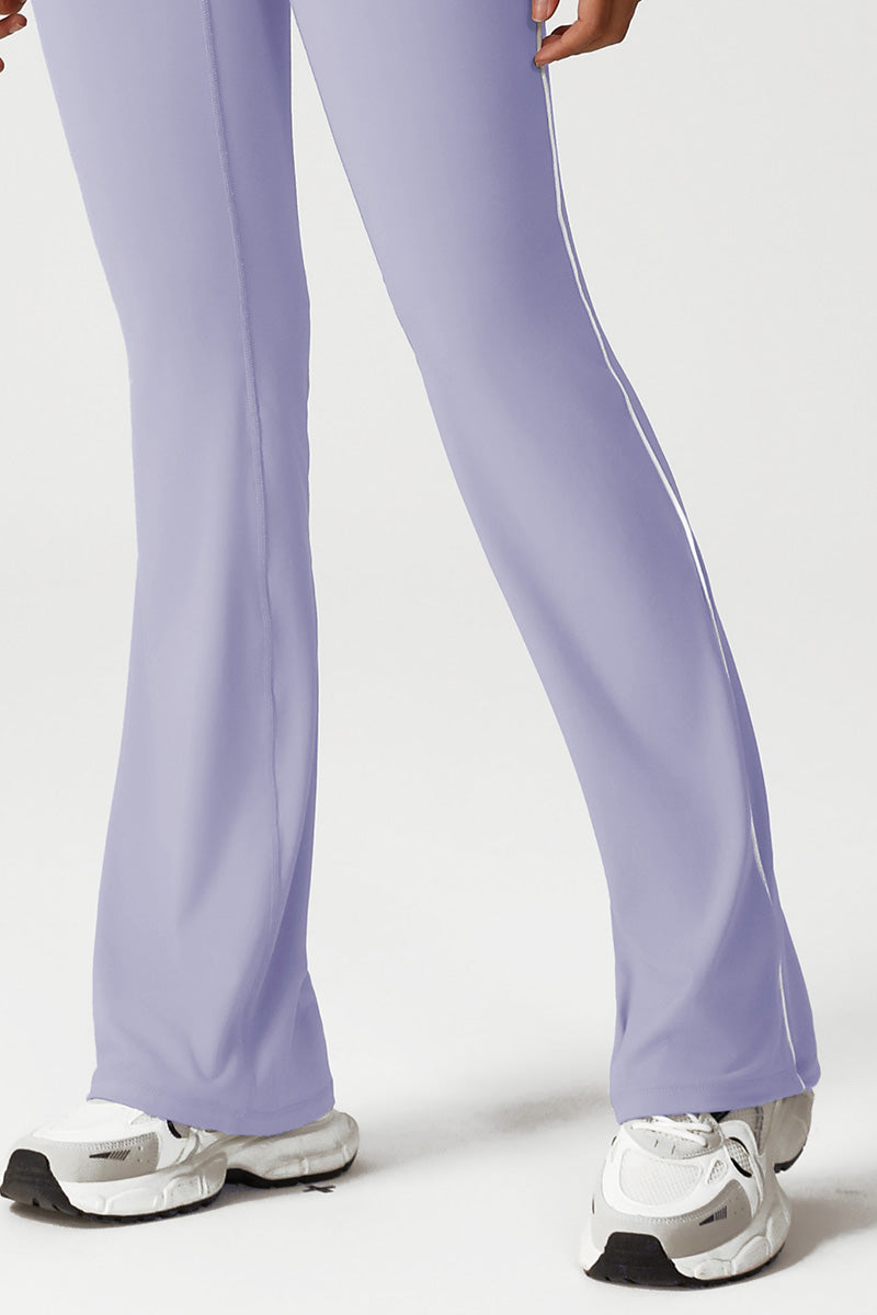 Women Seamless High Waisted Flared Yoga Set: Cropped T-Shirt + Flared Leggings