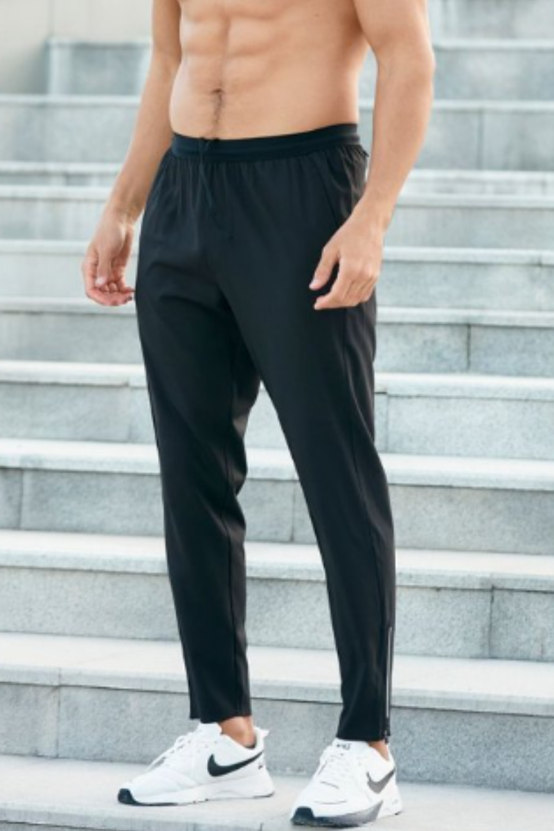 Men's Reflective Zip 9 Inch Quick Dry Running Athletic Pants