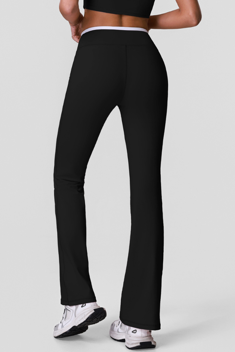 Women's Athletic Color Block Cross V-Waist Flared Pants