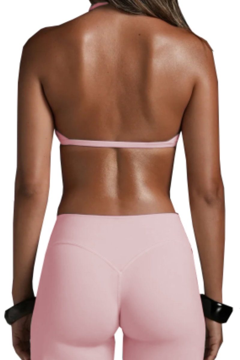 Women's Halter V-Neck Backless Triangle Cup Sports Bra