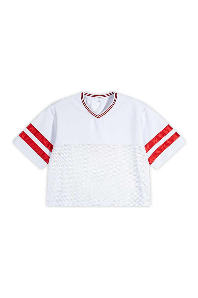 Unisex Striped Color Block Mesh Athletic Football Jersey Tee
