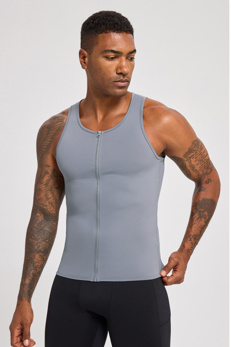 Men's Strong Shape Zipper Sports Shapewear Tight Tank Top