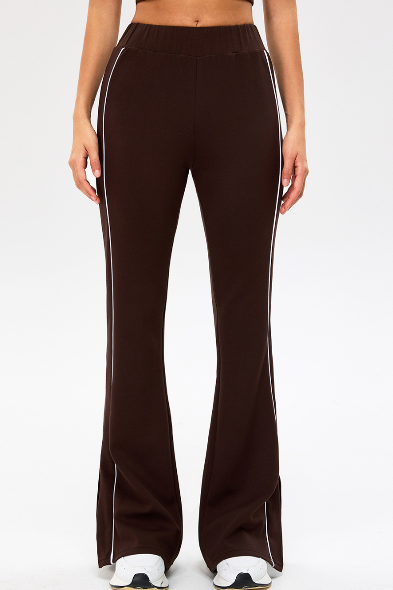 Women's Color-Block Strap Side Slit Yoga Flared Pants