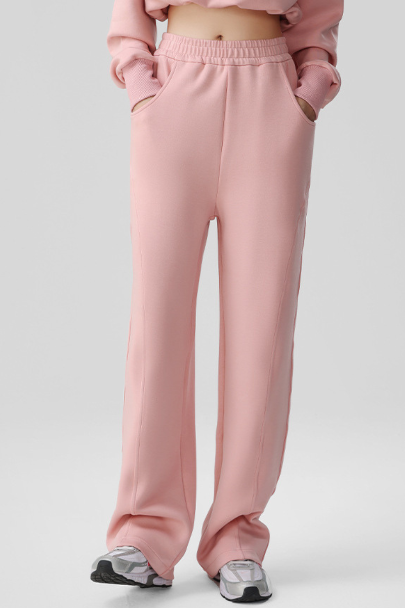 Women's Fall Elastic Waist Seamed Wide Leg Athletic Pants