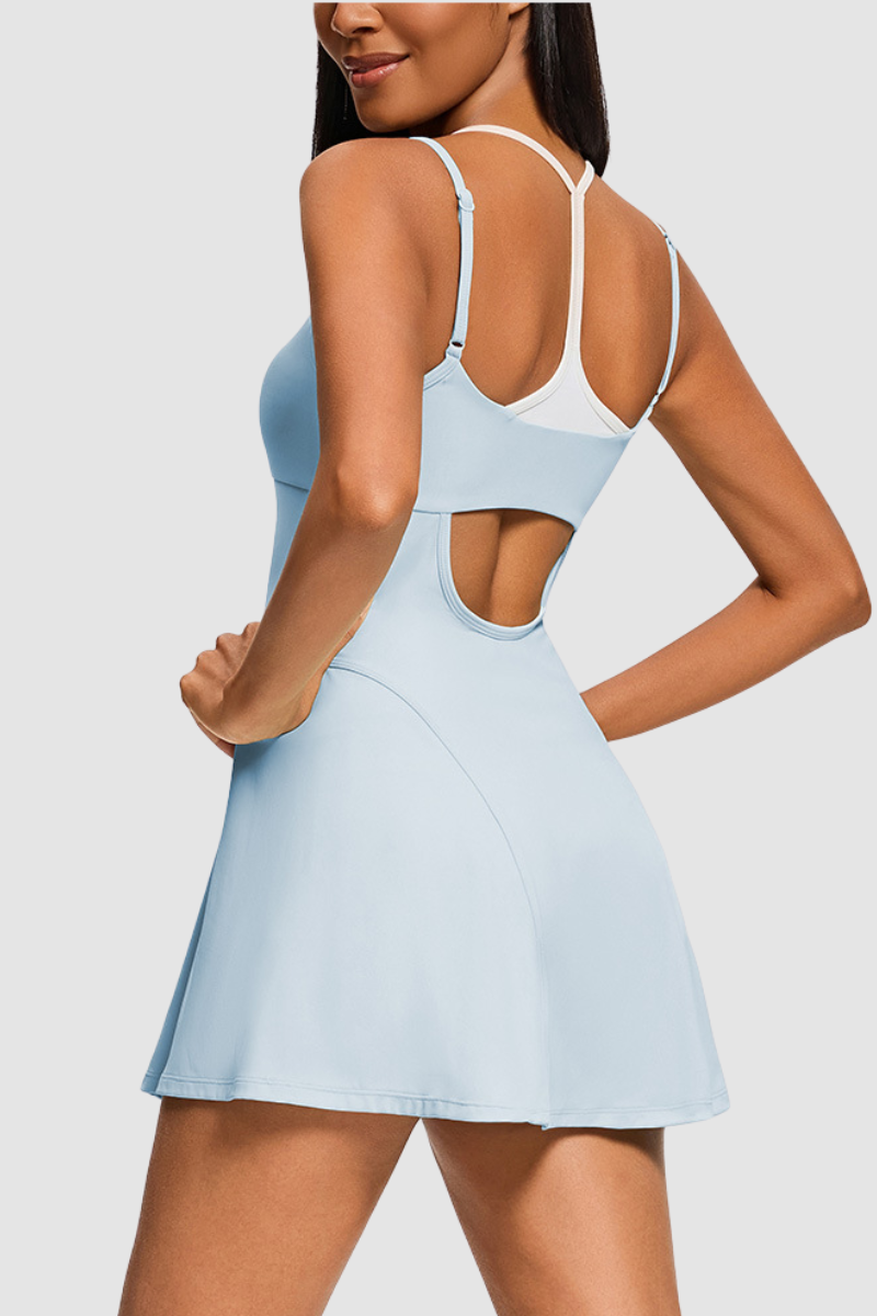 Women's Athletic Cut Out Faux Two-Piece Tennis Mini Dress