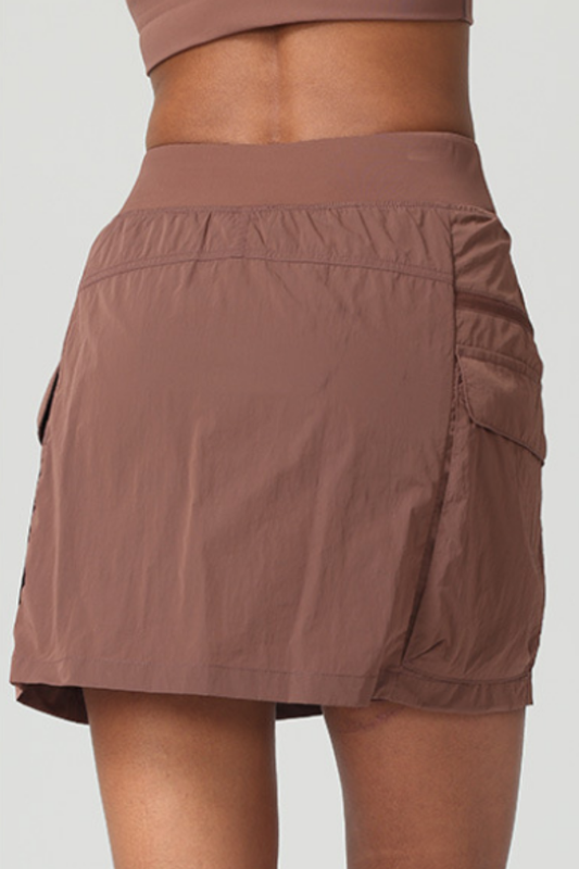 Women's High Waist Drawstring Pocket Cargo Hiking Skirt