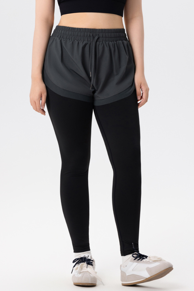 Plus Size Athletic Women's 2-in-1 Quick Dry Running Leggings