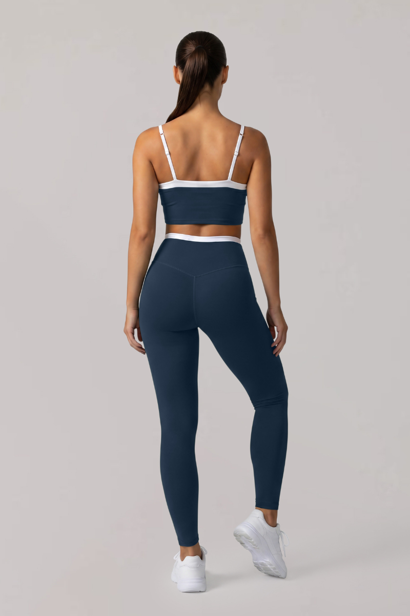 Women's Athletic Color-Blocked Bra And Leggings Yoga Sets