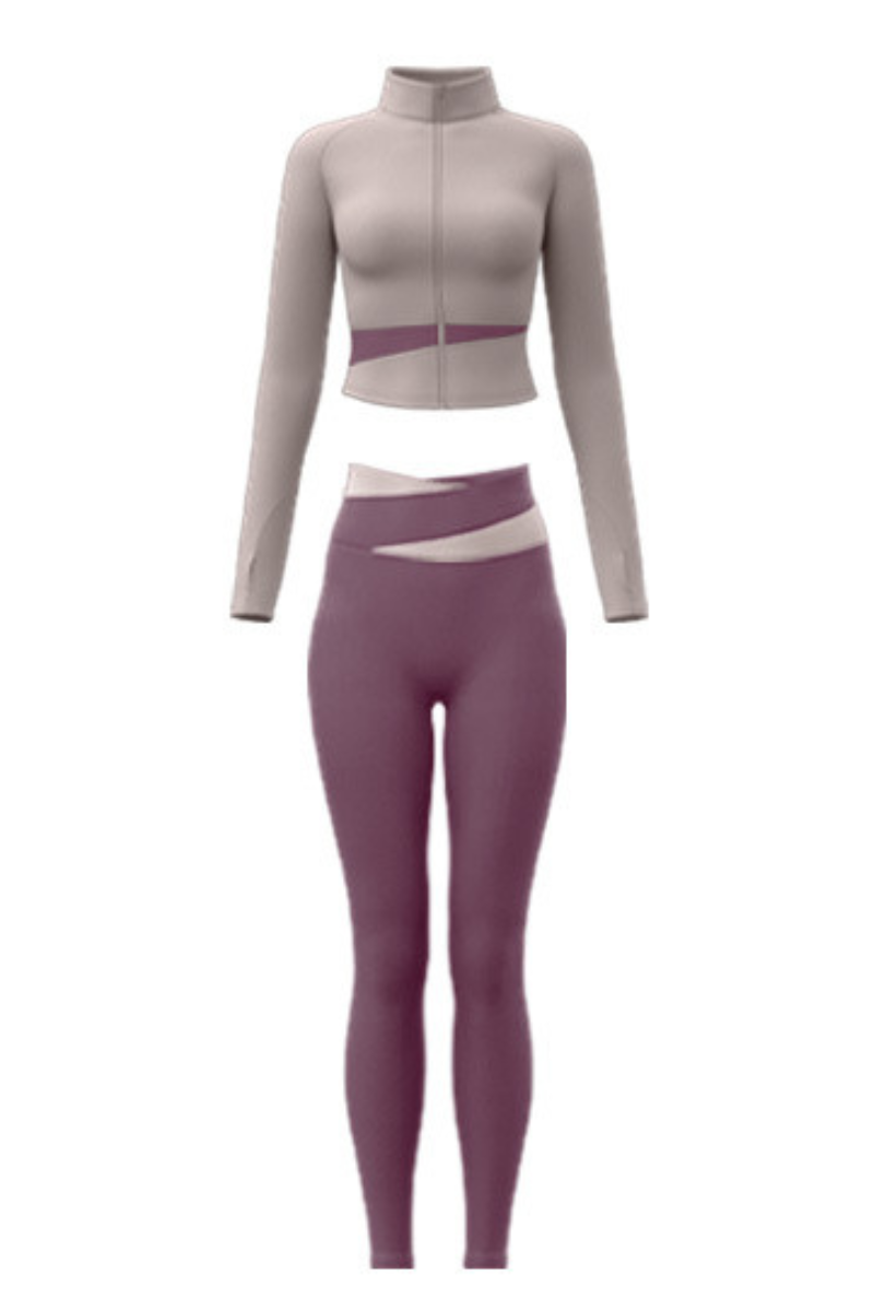Women's 2-Piece Sports Sets:Stand Collar Jacket & Leggings