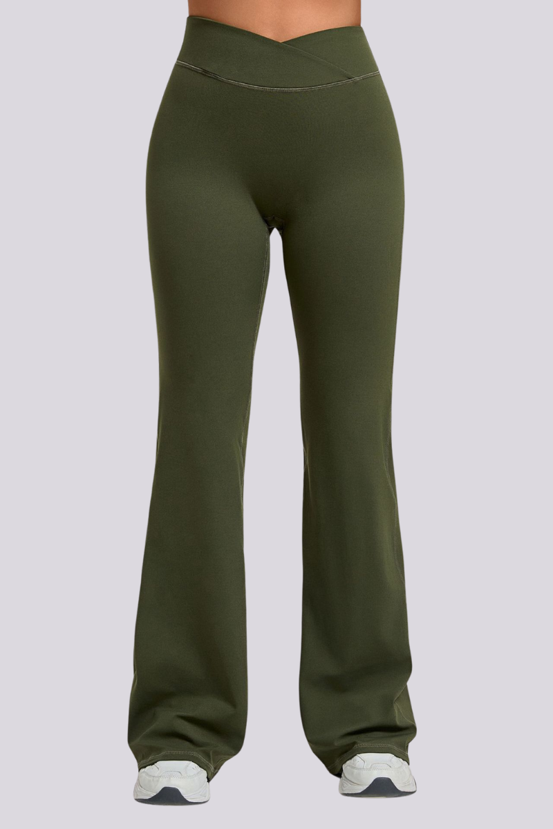 Women's Athletic Naked Feel Cross Waist Yoga Flared Pants