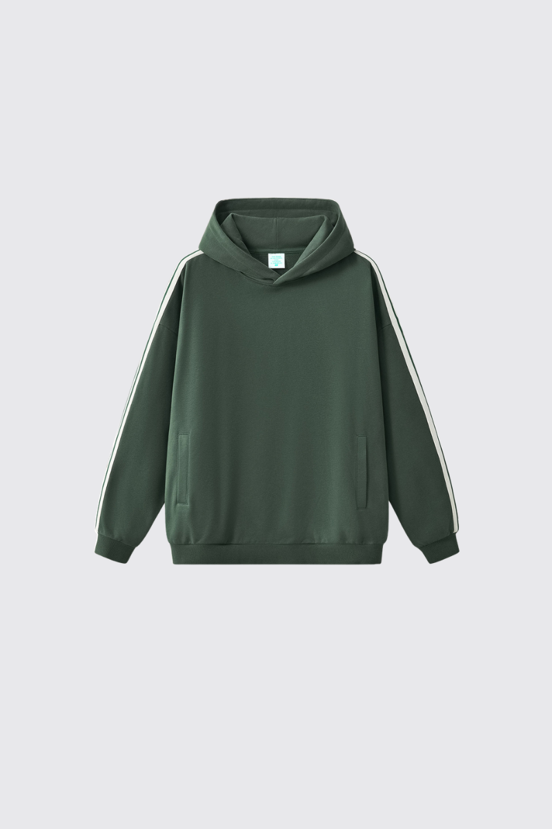 Women's 350g Color Block Side Stripe Ribbed Cuff Hoodie