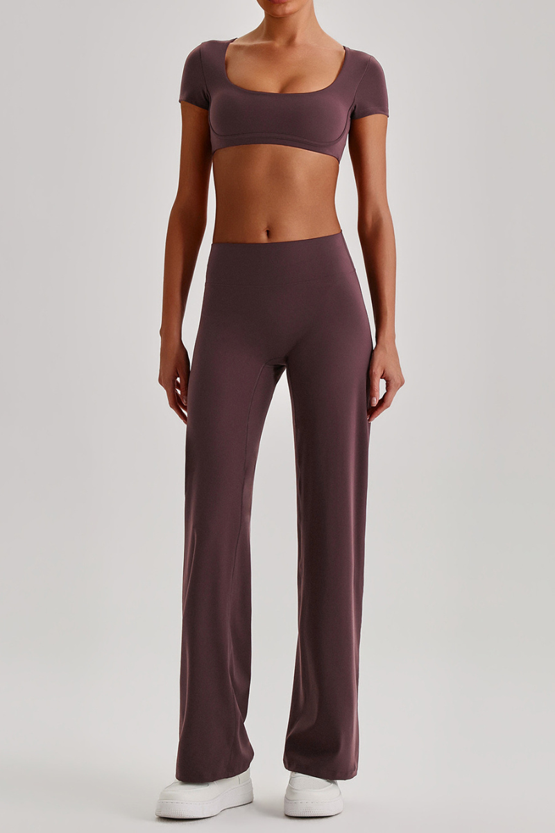 Women's  Quick Dry T-shirt & No Front Seam Yoga Pants Set