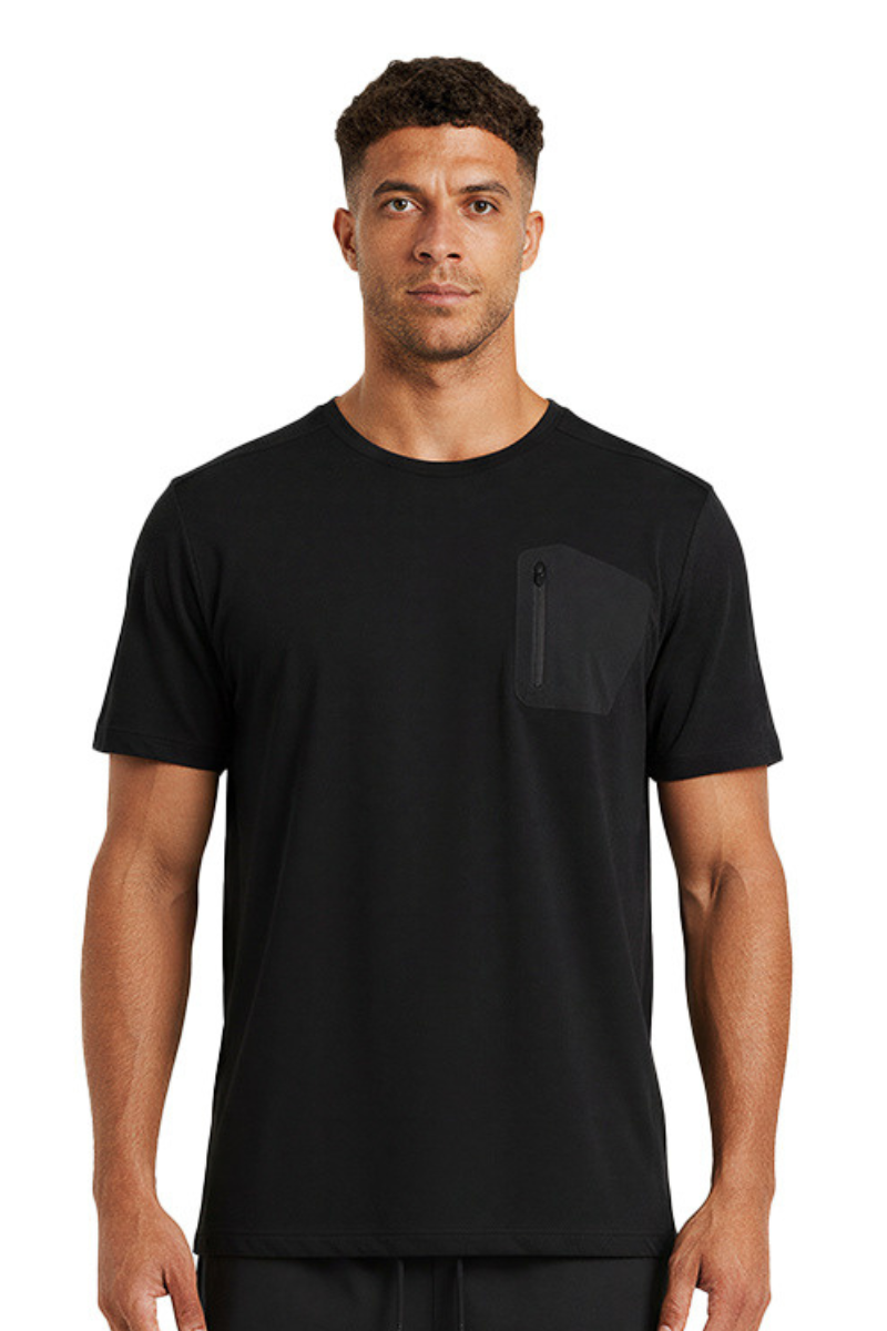 Men's Summer Crew Neck Front Pocket Outdoor Athletic T-shirt