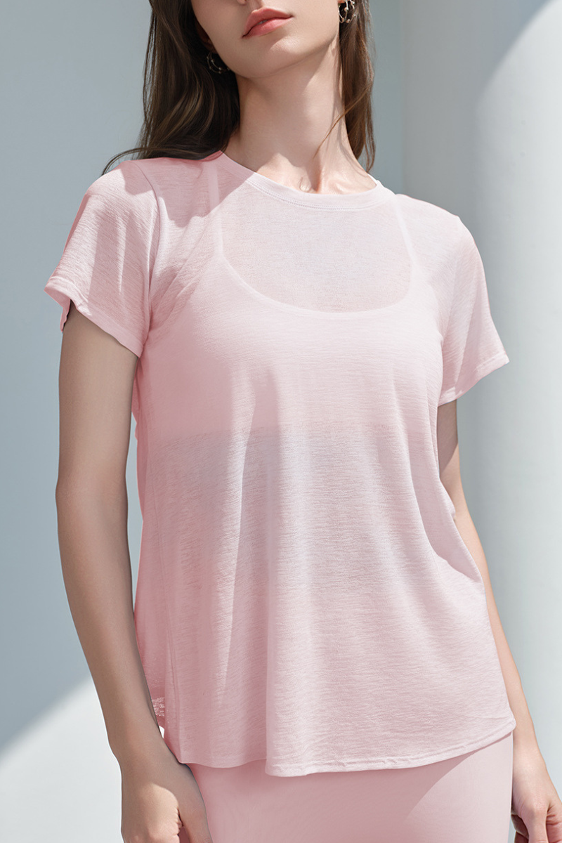 Women Summer Lightweight breathable Cross Open Back T-Shirt