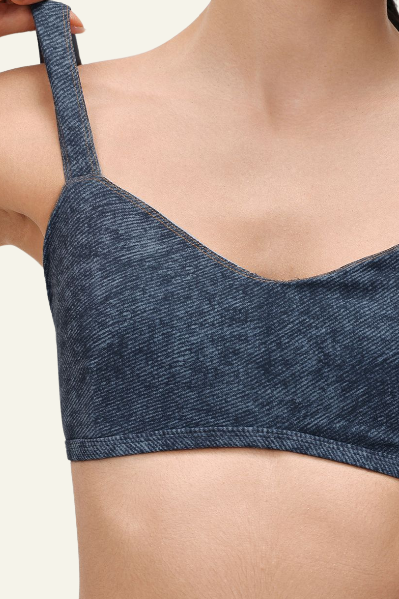 Women's Athletic V-neck Wide Shoulder Straps Bra