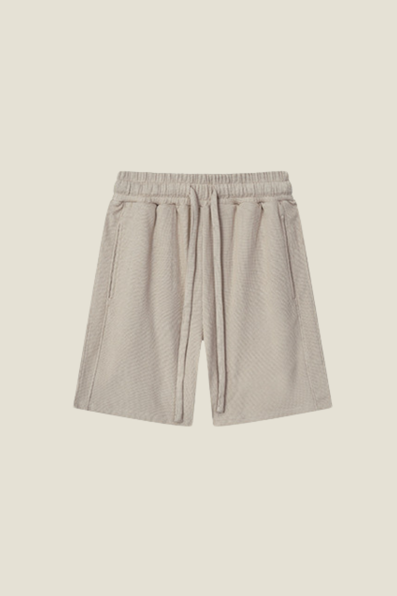 Unisex 330G Waffle Shorts - Straight Drawstring Knee-Length