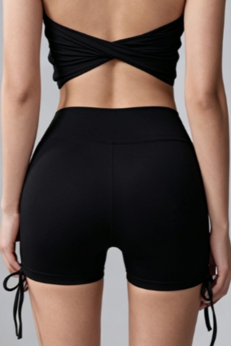 Women's High Waist Side Drawstring Yoga Workout Shorts