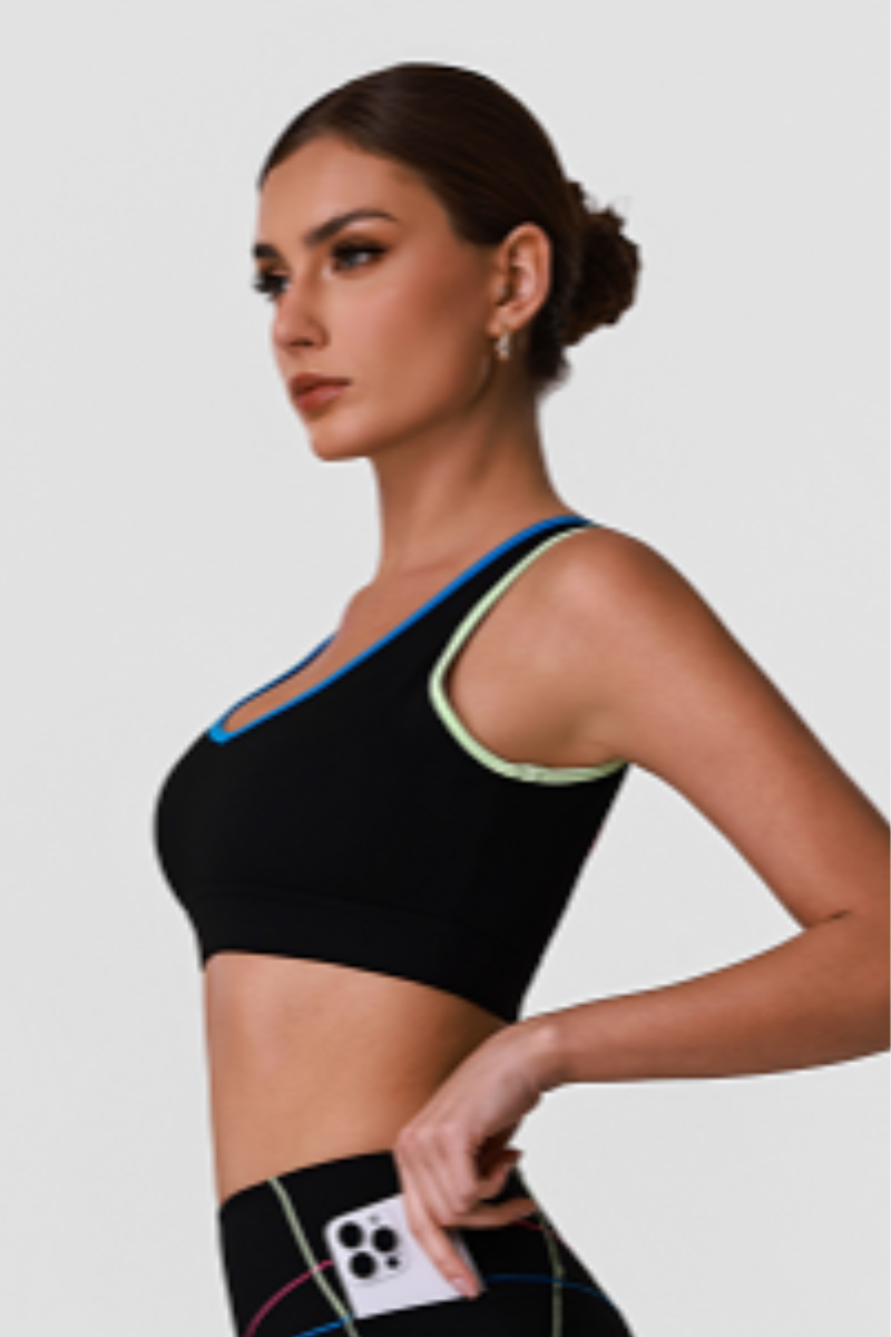 Women's Color Block Cutout Back Sports Bra