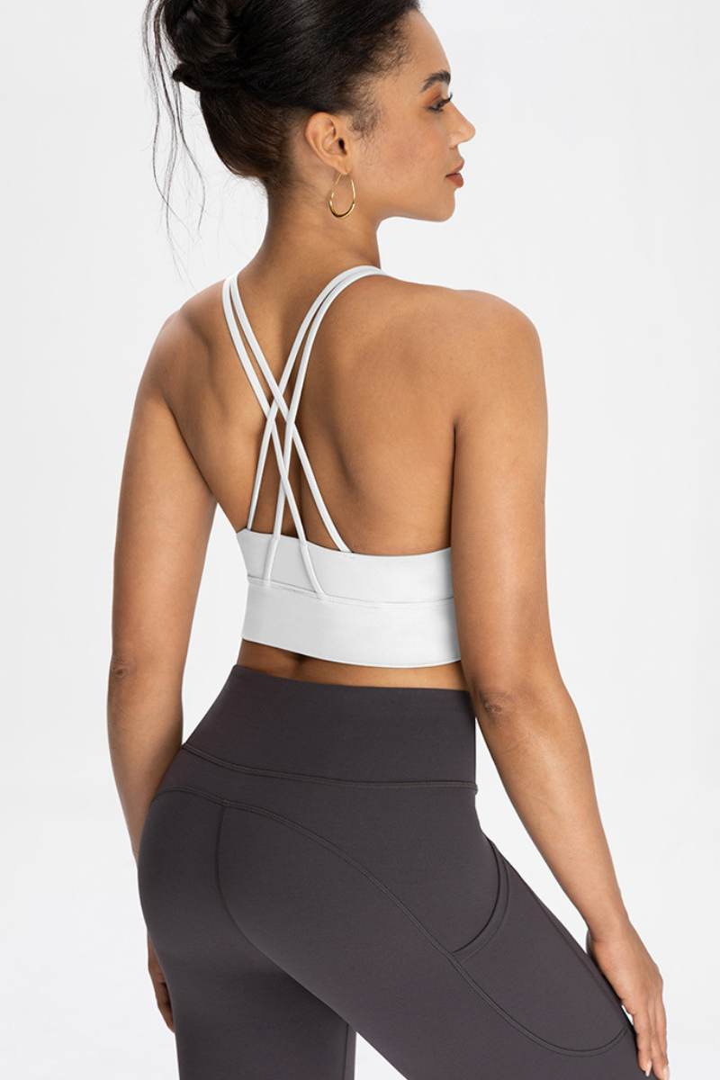 Cross-back exercise sports bra