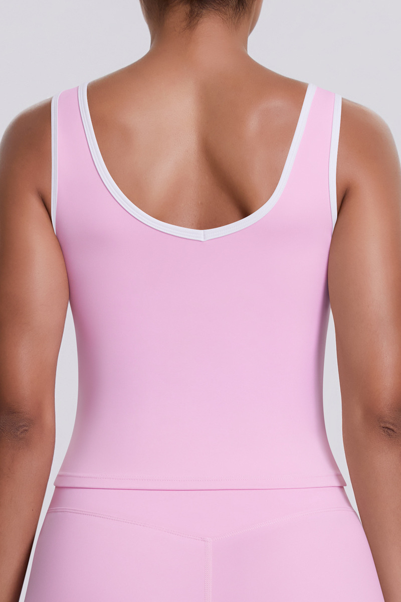 Women's Color Block U-neck Athletic Tank Top