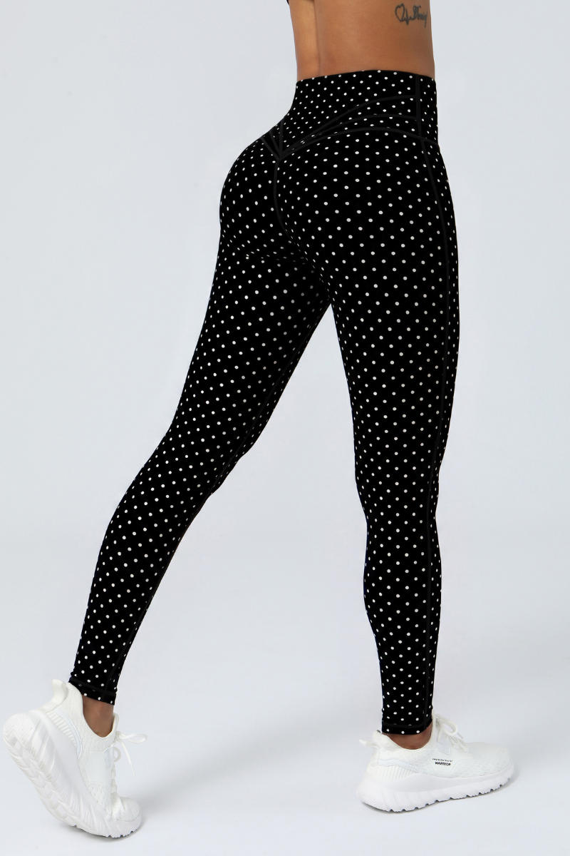 Women's Athletic Polka Dot Mid Waist Yoga Leggings