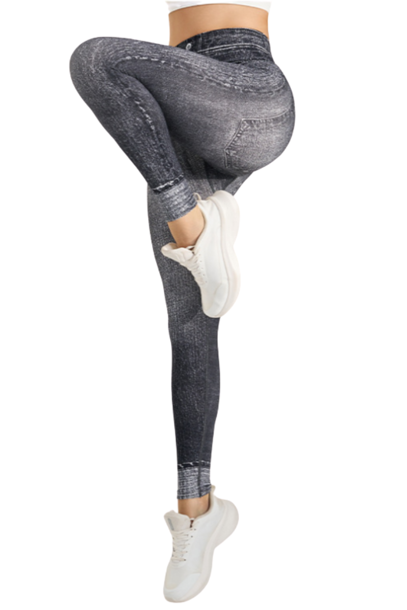 Women's  denim print waist yoga leggings