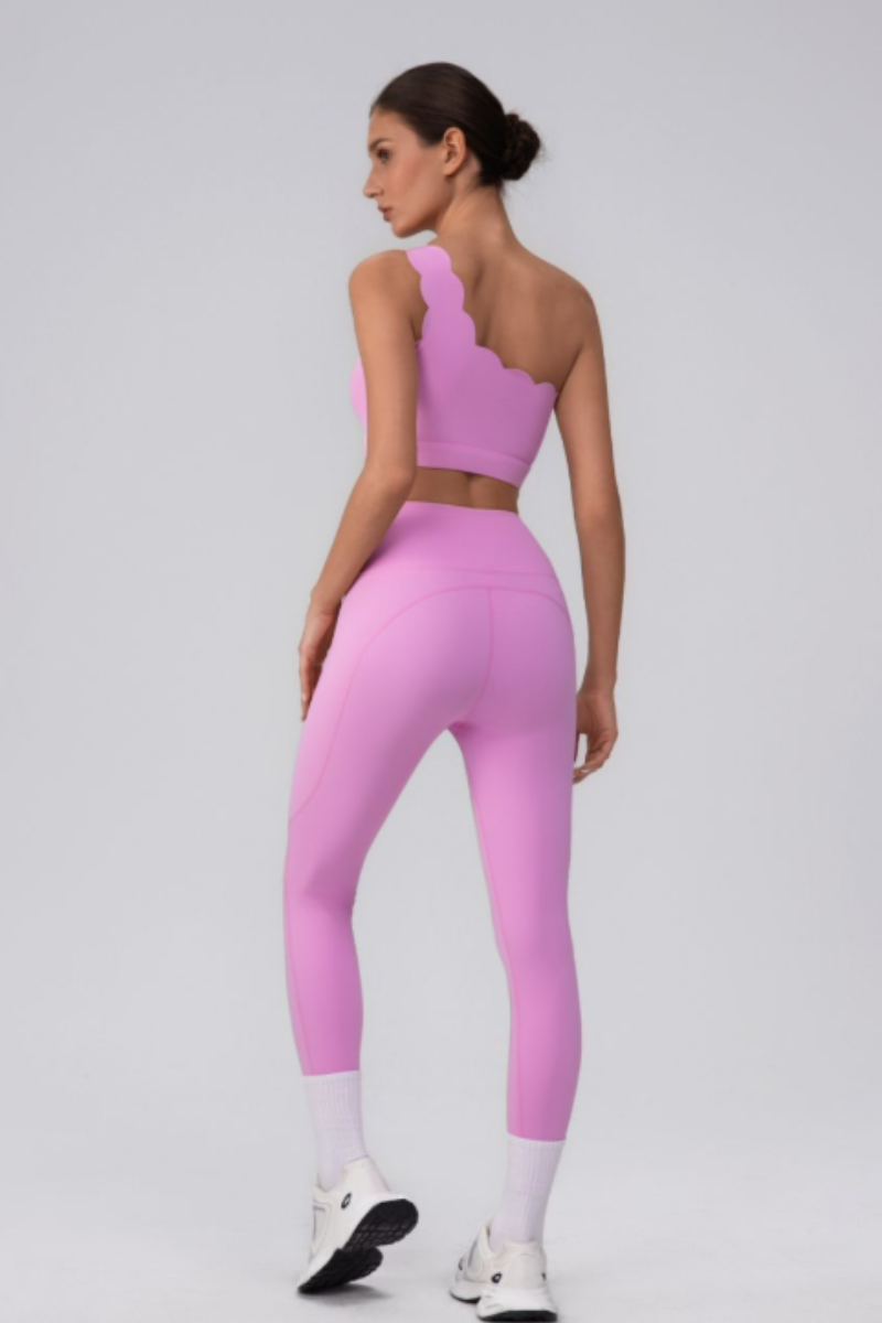 Women's Asymmetric One-Shoulder Bra & V-Waist Leggings Set