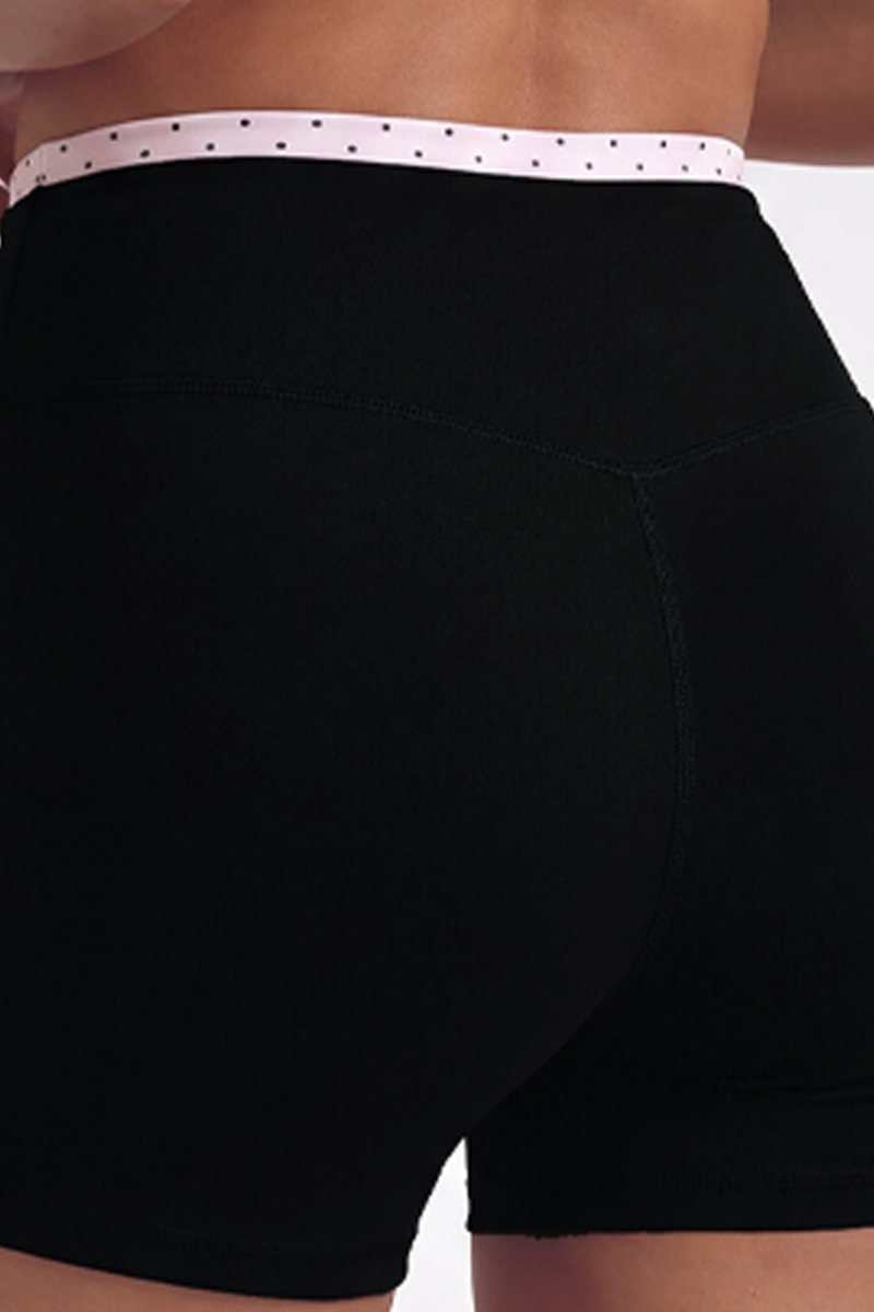 Women's High-Waist Polka-Dot Waistband Biker Yoga Shorts