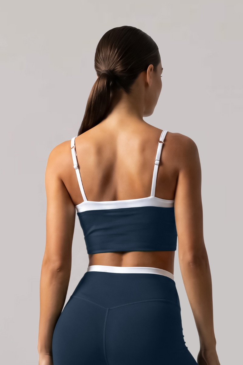 Women's Color Block Adjustable Thin Strap Sports Bra