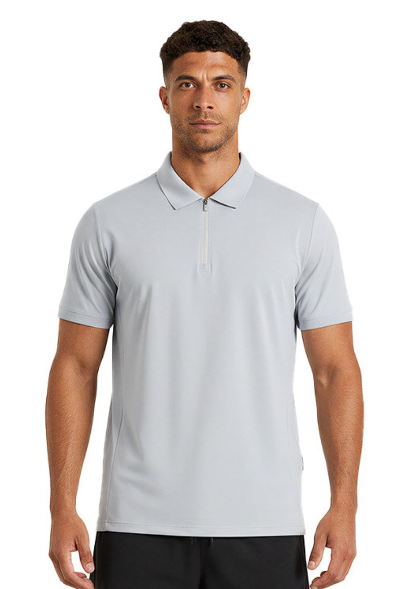 Men's Lightweight Polo Collar Half-zip Short Sleeve T-shirt