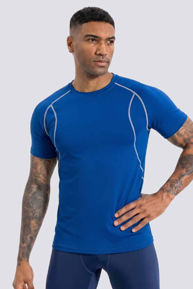 Men's Contrast Breathable Quick Dry Athletic Running T-Shirt