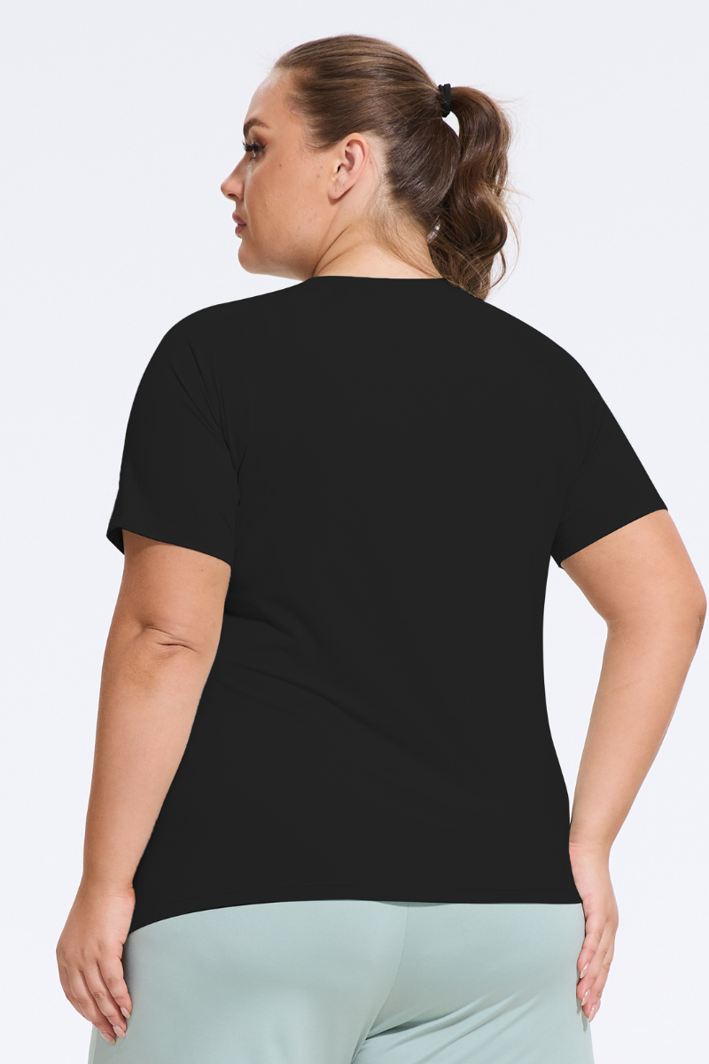 Plus Size Athletic Women's Asymmetric Slit Yoga T-Shirt