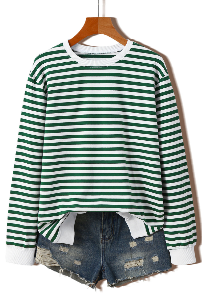 Women's Fall Christmas Striped Color Block Relaxed Pullover