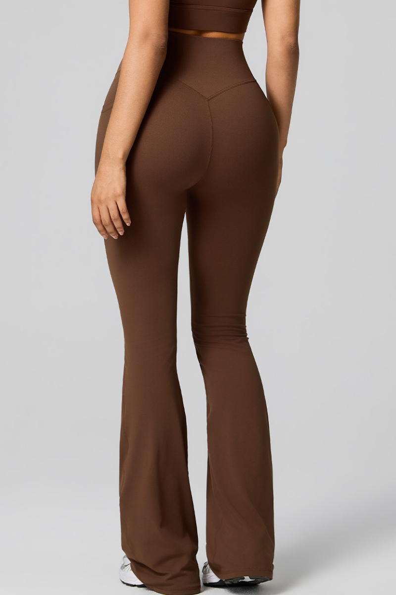 Women's High Waist Side Pocket Sculpting Flare Yoga Pants