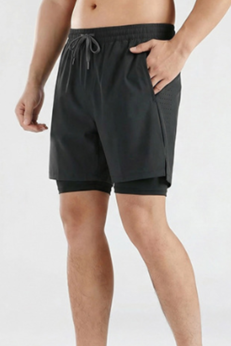 Men's 2-in-1 Athletic Breathable  Shorts with Inner Liner