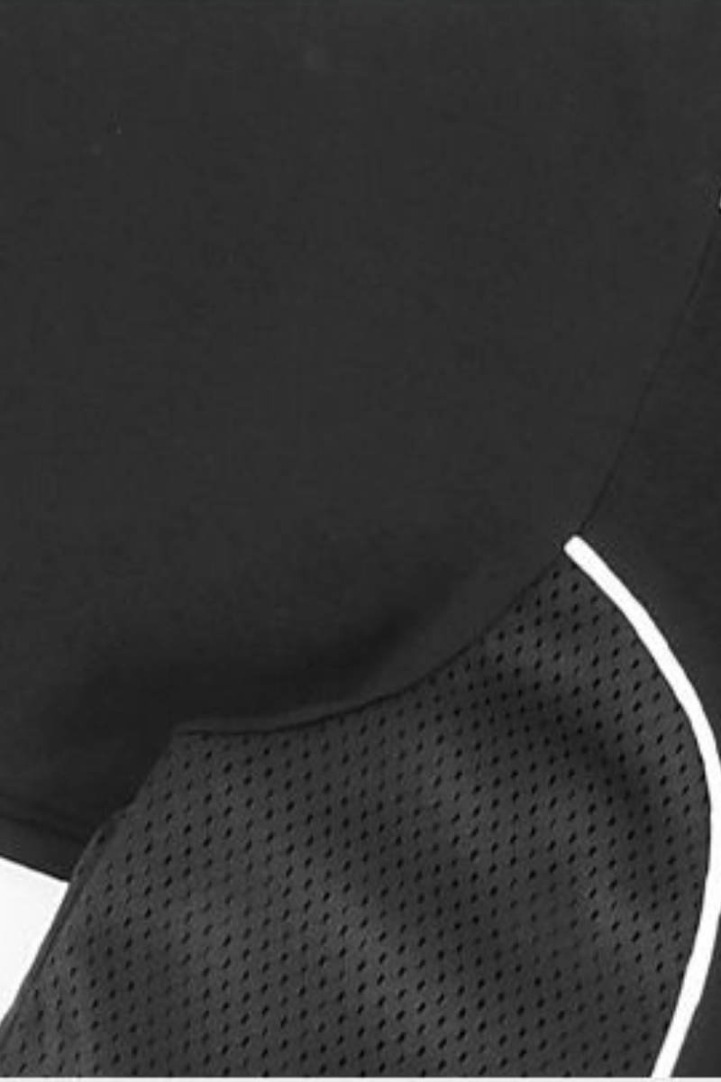 Unisex Streetwear Mesh Panel Contrast Stripes T-Shirt